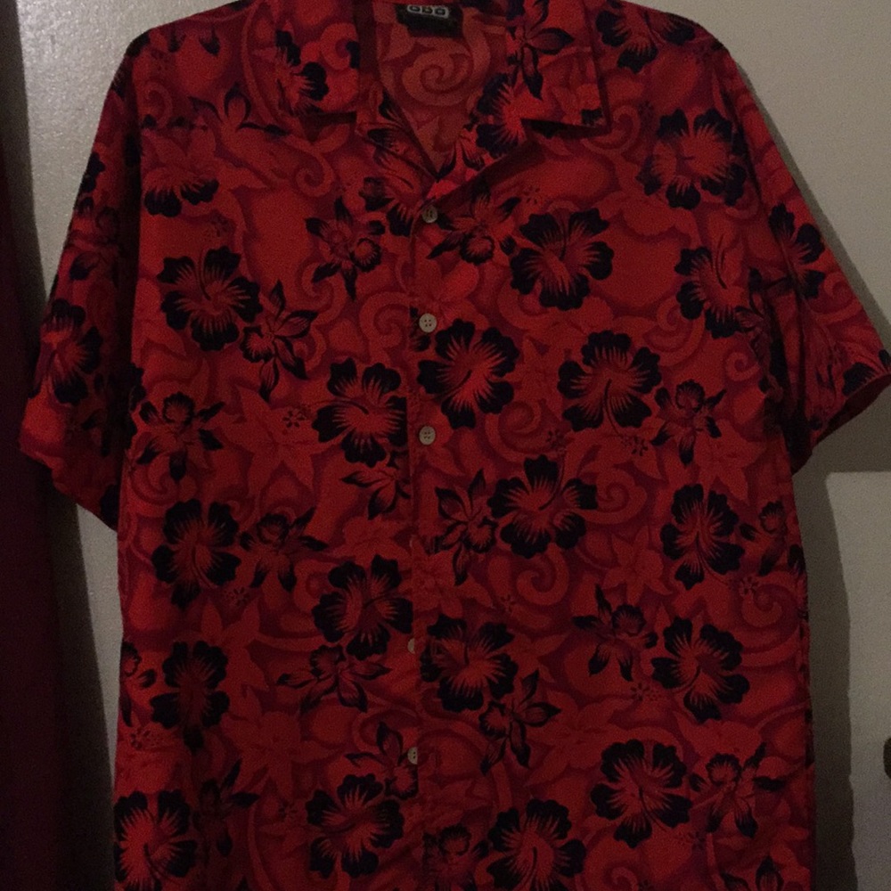 Polyester Hawaiian button down